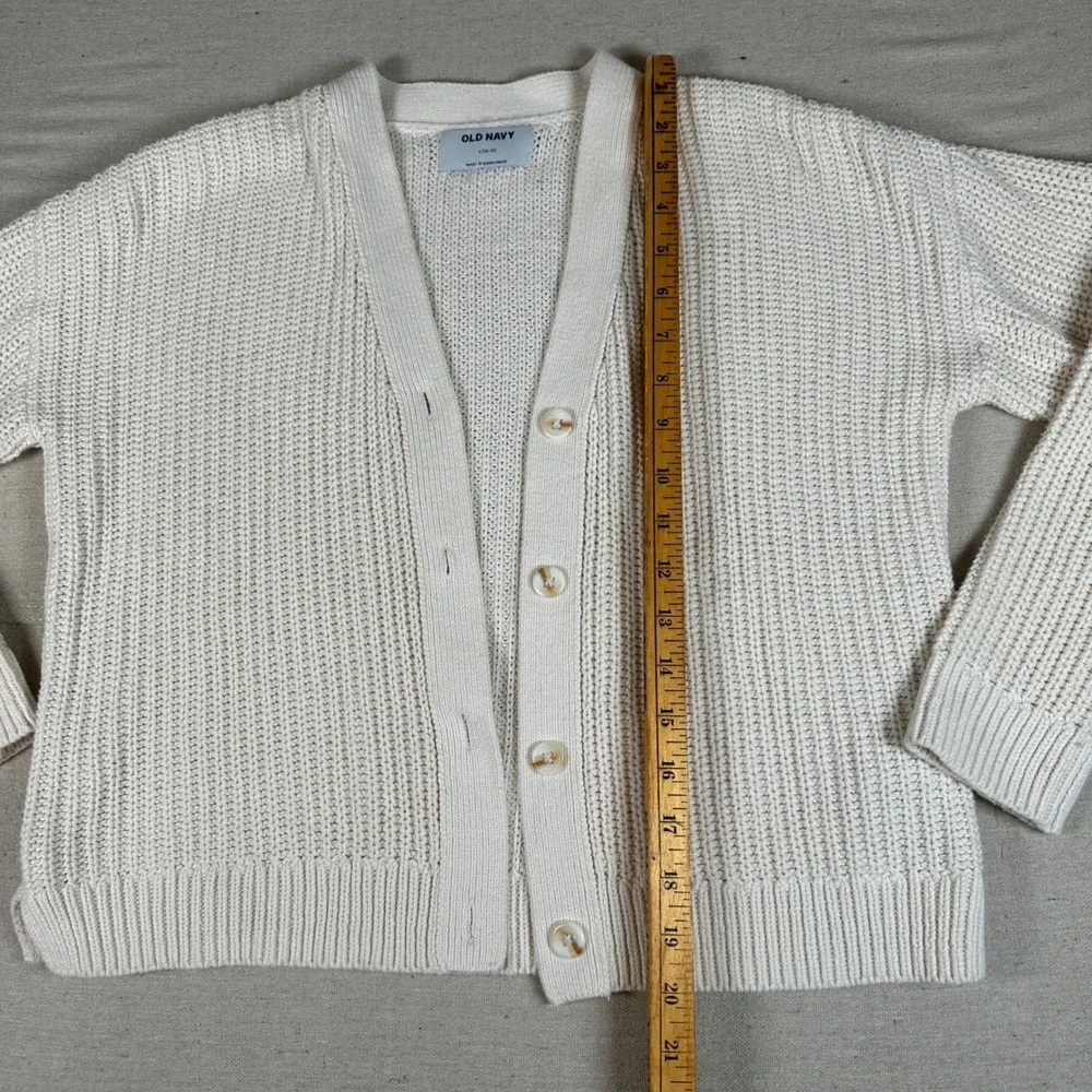 Old‎ Navy Girls Large 10-12 Cream Shaker Stitch Button Front Cardigan Sweater